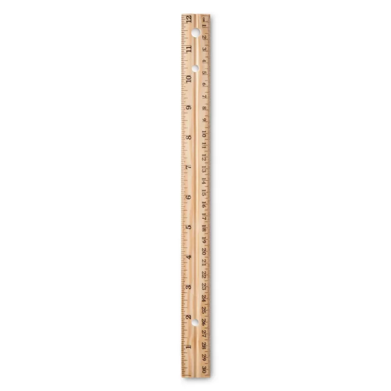12" Wood Ruler : School Measuring Tool, Wooden, 12 Inch Length, Lightweight, No Battery Needed
