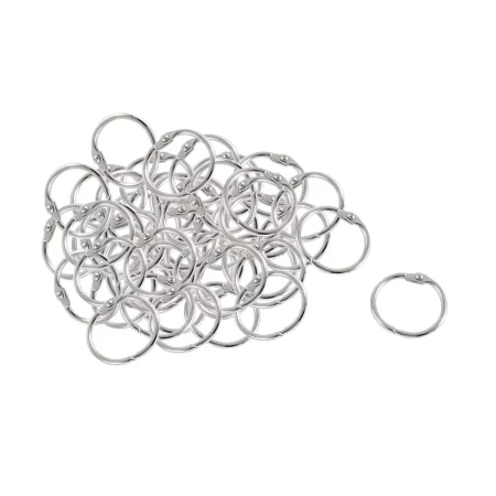 Unique Bargains Staple Book 30mm Outer Diameter Loose Leaf Ring Keychain Metal Binder Clips 1.2" Silver 50 Pcs