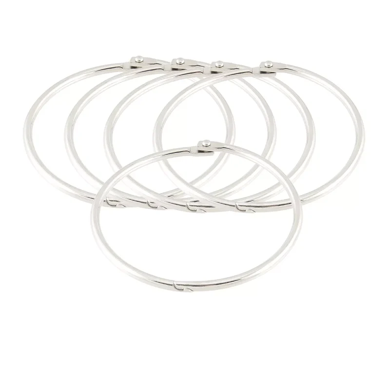 Unique Bargains Document Key Loose Leaf Bundle Book Rings Keyrings Metal Binder Clips 3x3x0.1inches Silver 5 Pcs