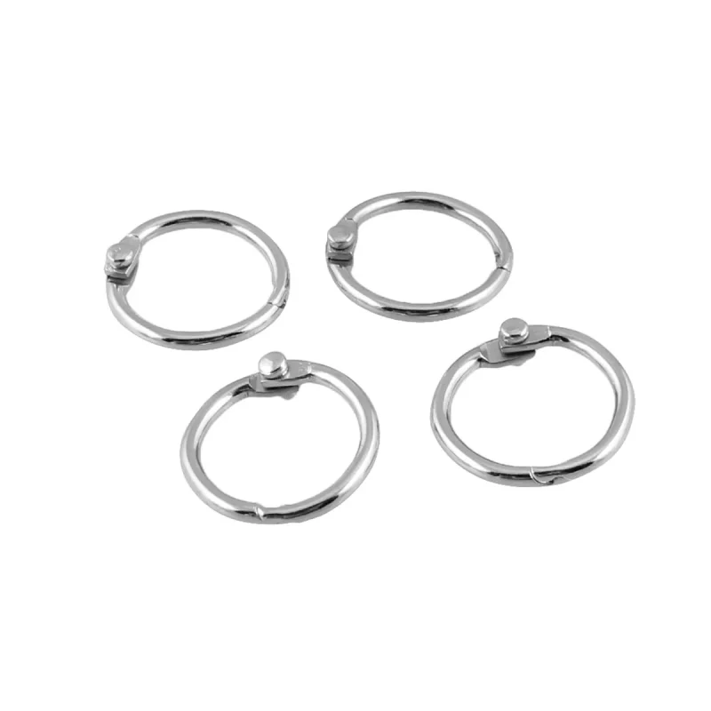 Unique Bargains Staple Book Loose Leaf Key Ring Keychain 20mm Outer Diameter Metal Binder Clips 0.59 inches Silver 50 Pcs