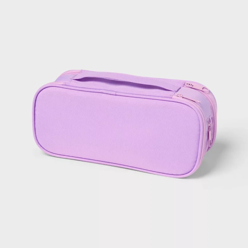 Triple Zip Multicompartment Pencil Case Pouch